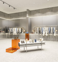 Étagère de présentation pour magasin de vêtements, en acier inoxydable, murale, pour vêtements féminins, accessoires de présentation de vêtements