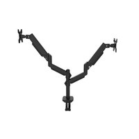 Support double moniteur pour écrans de 13 à 32 pouces, fixation de bureau réglable à ressort à gaz, capacité 10 kg, VESA 75x75 100x100, fixation par pince ou œillet