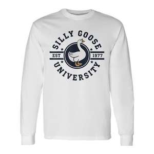 Silly Goose University Long Sleeve <b>T</b>-<b>Shirt</b> Vintage <b>Meme</b> Design Unisex Adult Size - Product Image 1