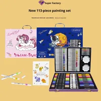 Ensemble de dessin pour étudiants 113 pièces, stylos à eau chinois, boîte cadeau en bois, marqueurs acryliques, fournitures de papeterie, pinceaux de peinture colorés