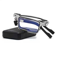 Lunettes de lecture carrées rétro ultra-légères portables argentées HD pliables avec verres blancs anti-lumière bleue unisexe pour visages carrés