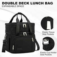 Boîte à lunch personnalisée Sac à lunch isotherme à double pont pour hommes et femmes Grand fourre-tout étanche et glacière Sacs à lunch larges ouverts avec bandoulière