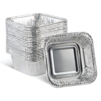 PLASTICPRO Moules de cuisson carrés miniatures jetables en aluminium 3''x3''x2'' compatibles congélateur, lot de 25 pour la cuisson de gâteaux, brownies, pain