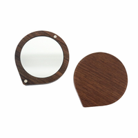Miroir compact en bois massif de noyer, miroir de poche minimaliste, miroir cosmétique portable, miroir de maquillage pliable avec couvercle coulissant