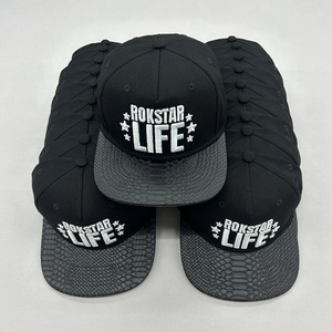 Custom Made <strong>Personalised</strong> Oem Old School Leather Strap Mens Snakeskin Snapback Caps <strong>Hats</strong> - Product Image 6