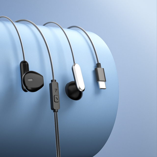 Dual Driver Stereo Sport Earbuds Type C Cable In-Ear Wired Earphones Mic for iPhone for Samsung Computer Dual Speaker