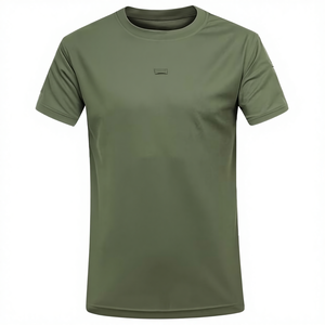 T-shirt de sport à col rond Coolmax pour homme, été, séchage rapide, coupe ample, entraînement physique tactique, uni, 180 grammes, anti-boulochage - Product Image 4