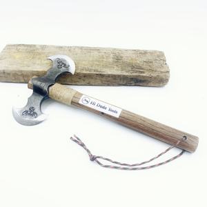 Hache à double lame Hi Dude, hache en acier au <span class=keywords><strong>carbone</strong></span>, manche en bois, longueur 400 mm, hache de futaie de qualité industrielle, 820 g, pour l'extérieur - Product Image 2