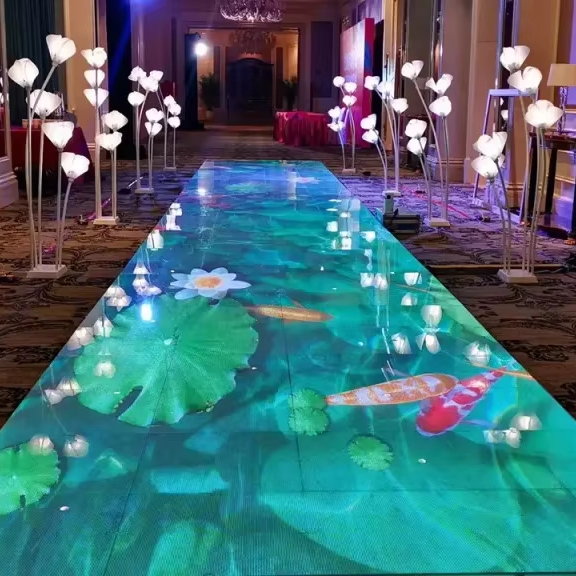 IP65 High Capacity Led Flooring Panels Outdoor Led Floor Tile Interactive Led Display Screen Support House Piano Abyss Round