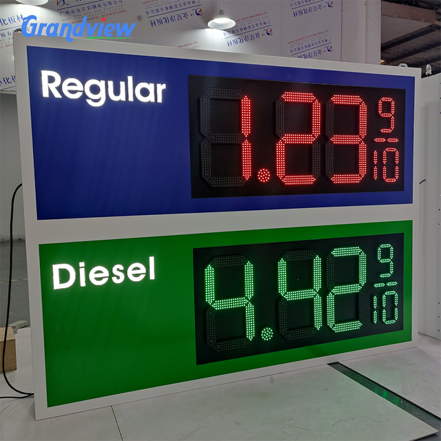 LED Digital Board Display Screen Shows Refueling Standing Column Brand LED Oil Price Tag Single Red Green