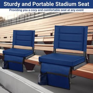 Siège de stade Maeytau Navy pour gradins avec support dorsal, coussin épais rembourré et sangle d'épaule - Product Image 5