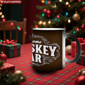 Mug à poignée épaisse facile à saisir, 11 oz, en céramique noire givrée, tasse à boire changeant de couleur sensible à la chaleur - Product Image 2