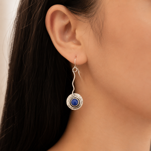 Orecchini Pendenti Vintage Blu con Filo Intrecciato, Stile Artigianale, Gioielli di Moda per Donne - Product Image 2