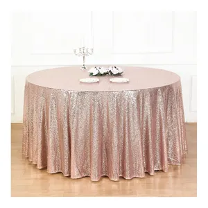 Sıcak satış luxxury altın pullu zarif masa örtüleri yuvarlak düğün ziyafet cemaat masa örtüsü