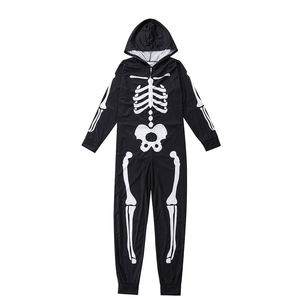 Pijamas Familiares Divertidos de Halloween con Estampado de Esqueleto, Sudadera con Capucha y Cremallera, Ropa de Estar por <span class=keywords><strong>Casa</strong></span> para las Fiestas - Product Image 6