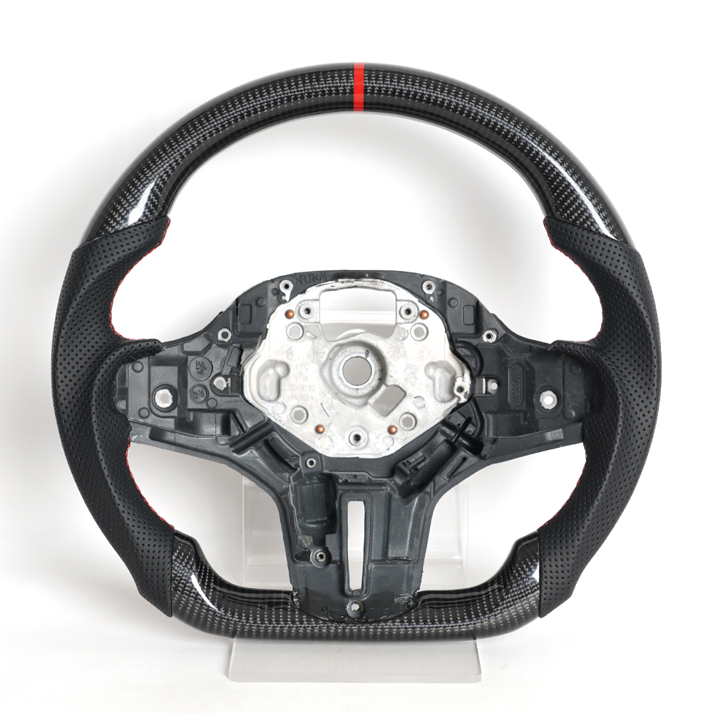 Real Carbon Fiber; Red Stitch & Stripe;