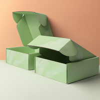 Boîte postale en papier ondulé vert imprimé avec logo personnalisé avec doublure en éponge T-shirt vide pour vêtements Sous-vêtements et boîtes cadeaux