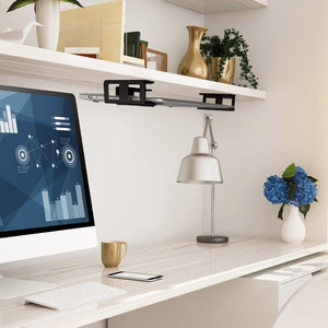 Under Desk Laptop Storage Stand Metal Tray Rectangle Hook Type Office Organizer 10x3x3cm - Product Image 1