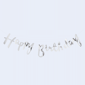 6 ชิ้น 4 เมตร แฮปปี้เบิร์ธเดย์ สายรุ้งสีเงิน ของตกแต่งงานปาร์ตี้ - Product Image 1
