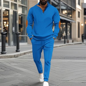 Conjunto de Dos Piezas de Primavera/Verano 2026 de Alta Calidad para <span class=keywords><strong>Hombre</strong></span>, Camiseta de Manga Larga <span class=keywords><strong>con</strong></span> Cuello Polo y Pantalones de Color Sólido Tipo Waffle - Product Image 4