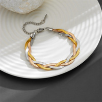 Bracelet en acier inoxydable pour femme, chaîne serpent plate torsadée, style hip-hop de luxe, tissé à la main