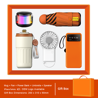 Ventilateur portable compact, parapluie, tasse, batterie externe, haut-parleur 5-en-1 – Cadeau d'été indispensable pour les entreprises, vente en gros, cadeaux populaires