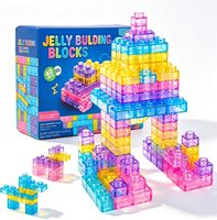 EPT 40 PCS Blocs de construction sensoriels souples translucides, jouets de construction empilables et emboîtables pour enfants de 3 ans et plus