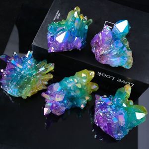 Wholesale Blue Yellow purple Aura Quartz Cluster Vug Mineral Specimen Home Decoration Crystal Healing <b>Gifts</b> - Product Image 3