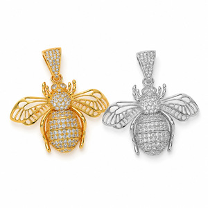 Elegante Collana con Ciondolo Ape in Ottone e Zirconi per Uomo Donna, Stile Hip Hop, per Amanti della Natura, Dorata e Argentata, con Zirconi Incastonati, Regalo Statement a Forma di Animale - Product Image 6