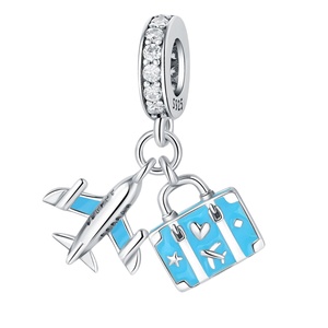 Breloques colorées en argent sterling 925 pour billets de voyage, avions, tours Eiffel, pour la fabrication de bijoux, vente en gros, cadeau de bijoux - Product Image 3