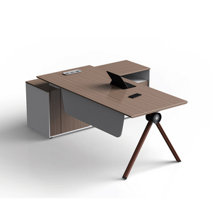 Bureau de direction commercial en forme de L, mobilier de bureau minimaliste avec tiroir - Product Image 4