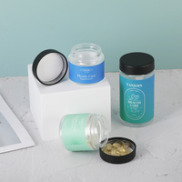 Flacon en verre cylindrique hermétique pour compléments alimentaires, comprimés, vitamines, 60 ml, 120 ml, 150 ml, 180 ml avec bouchon à vis noir ou blanc
