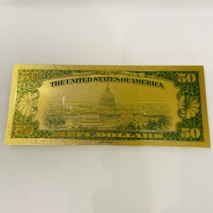 ธนบัตรของสะสมสำหรับขายส่ง ของที่ระลึก ของตกแต่ง ราคา $50  ชุบทอง 24K  ใบละ 100 ดอลลาร์  ชุบทองคำแท้ - Product Image 3