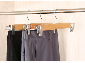 Bulk Black Natural Wood <strong>walmart</strong> Pants Trouser <strong>Hanger</strong> With Clip for Shop - Product Image 2