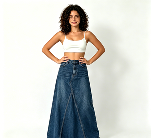 <span class=keywords><strong>Jupe</strong></span> longue en jean <span class=keywords><strong>taille</strong></span> <span class=keywords><strong>haute</strong></span> asymétrique coupe trapèze pour <span class=keywords><strong>femme</strong></span> 2026 avec ourlet brut, <span class=keywords><strong>jupe</strong></span> décontractée bleue délavée personnalisée - Product Image 6