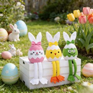 Nuevos Adornos de Peluche de Conejito, Pollito y Rana para Pascua y Navidad, Muñecos de Gnomo con Huevo y Flor, Decoración Festiva para el Hogar, Venta al por Mayor de Fábrica - Product Image 1