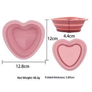 Bol de nettoyage pliable en silicone en forme de cœur pour pinceaux de maquillage, houppettes et éponges de beauté, outil de nettoyage cosmétique - Product Image 5