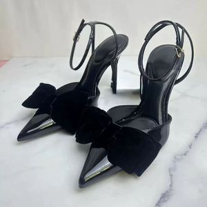 Sandales à talons noires avec nœud de qualité supérieure pour femmes 2025 - Product Image 1