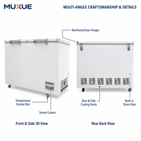 MUXUE 628L 2 Portes Horizontales Commerciales -22°C ° Congélateur coffre à ouverture par le haut avec couvercles relevables