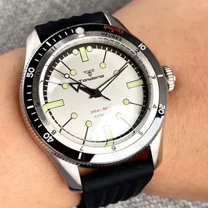 40mm Tandorio Diver Watch for Men Japão NH35 PT5000 Movt Dome Sapphire 120clicks Bezel No Date Automatic Clock