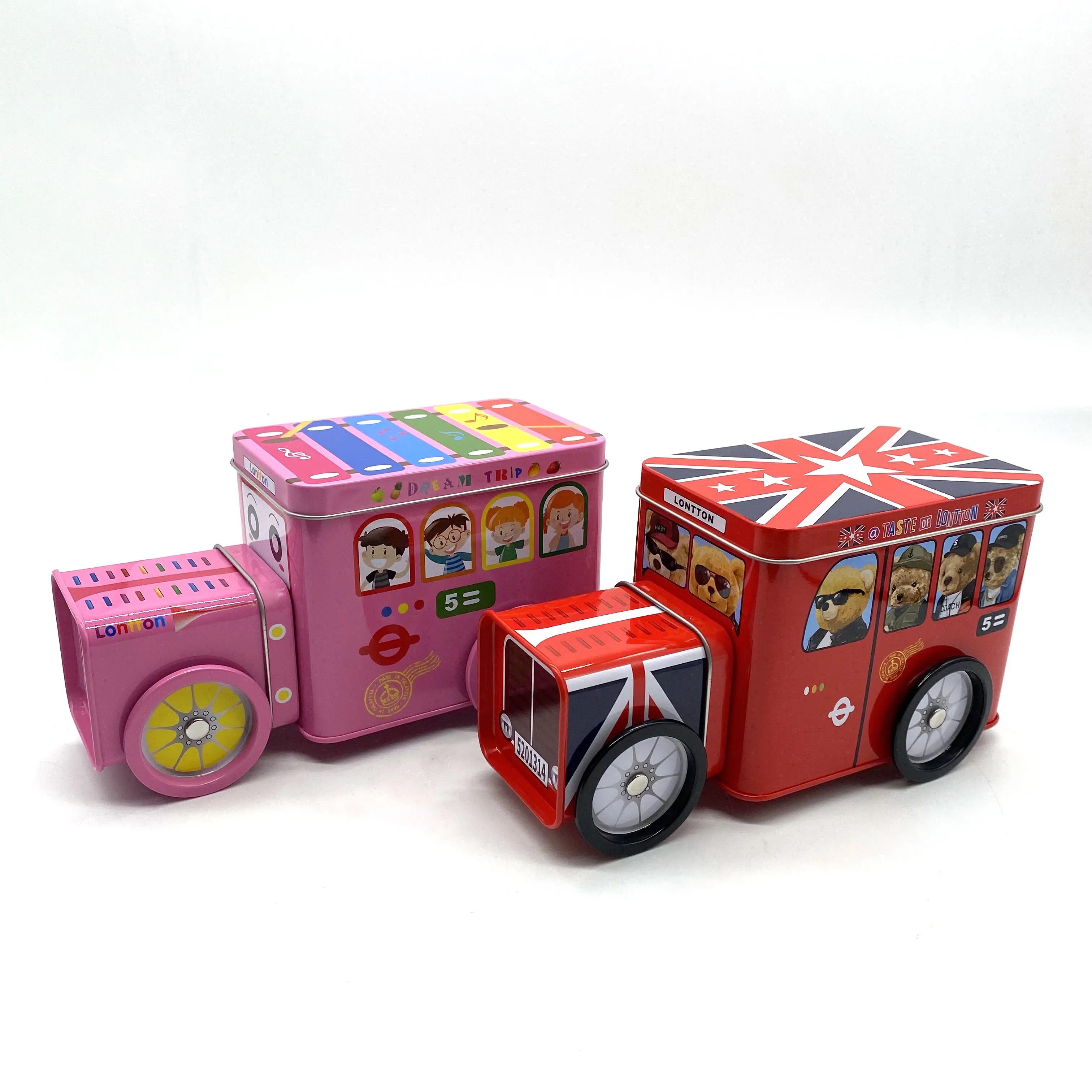 Custom design candy packaging tin boxes sweets car shape tin box truck shape gift tin container
