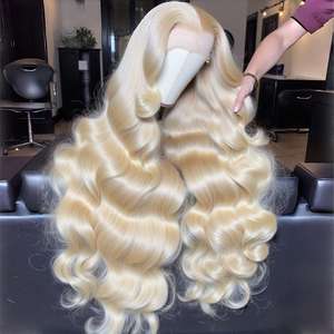 Оптовая продажа, дешевые прозрачные для швейцарских волос, волнистые волосы, Длинные 613 блонд, бразильские натуральные человеческие волосы, для кружевных фронтальных париков - Product Image 3