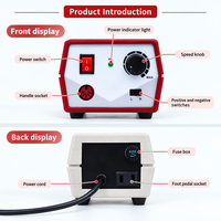 Perceuse à ongles électrique professionnelle portable 40000 tr/min, prise EU 220V, puissante, rouge, 204+105L, avec logo personnalisé et motif flamme