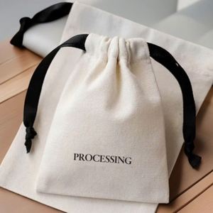 Sac à cordon double personnalisé en coton et lin naturel biologique de haute qualité avec poignée en corde pour pochette à bijoux - Product Image 4