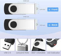 Memoria USB Personalizada, Pendrive Metálico USB 2.0, Memoria USB Giratoria con Capacidad de 1GB a 64GB