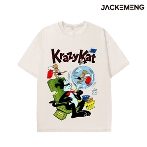 เสื้อยืดโอเวอร์ไซส์ลายพิมพ์ <span class=keywords><strong>Krazy</strong></span> Kat สไตล์วินเทจ ล้างสีแล้ว สินค้าจากอเมริกา ขายส่ง เสื้อยืดลำลองสไตล์ Y2K - Product Image 4