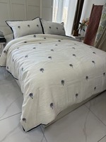 Ensemble de literie en lin français 100% certifié Oeko-tex 100, broderie d'arbre pâle, ensemble de draps en lin lavé
