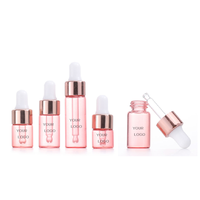 En stock, flacon compte-gouttes en verre rose or, 1 ml, 2 ml, 3 ml, 5 ml, flacon d'huile essentielle pour crème de soin de la peau, nettoyant visage, crème pour le visage