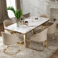 Ensemble de table et chaises de salle à manger Ther Home Furniture, table de restaurant avec plateau en verre ou en marbre, 6 places