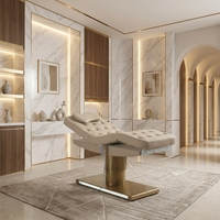Ensemble de lit de beauté électrique moderne et élégant, base métallique de luxe, mobilier de salon de beauté, table de massage facial pour spa, portable en PU pour salon.